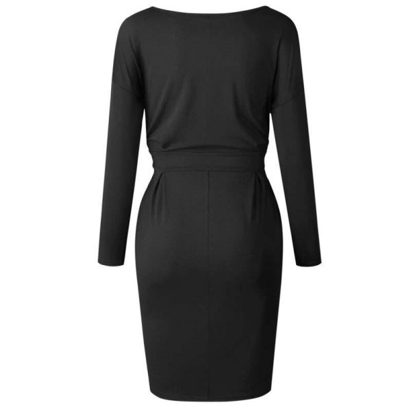 2020 Autumn Midi Party Dress Women Loose Plus Size Dress Female Sexy Casual Knee Length Long Sleeve Dress Ladies With Blet - Hplify