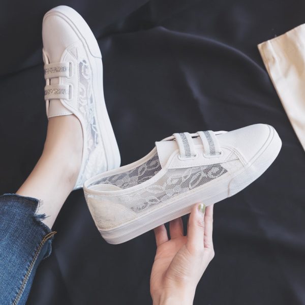 Woman Shoes Summer New Fashion Shoes Woman Casual Breathable Lace Leather Simple Women Casual Shoes Sneakers Breathable Mesh