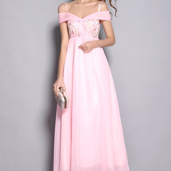 Women's Spaghetti Straps Sexy Off the Shoulder Elegant Party Prom Long Runway Dresses