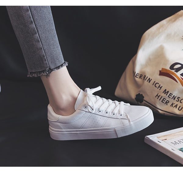 Alternative view of Women's Shoes New Fashion Casual Platform Soild Leather Classic Cotton Women Vulcanize Shoes Casual Lace-up White Shoes Sneakers