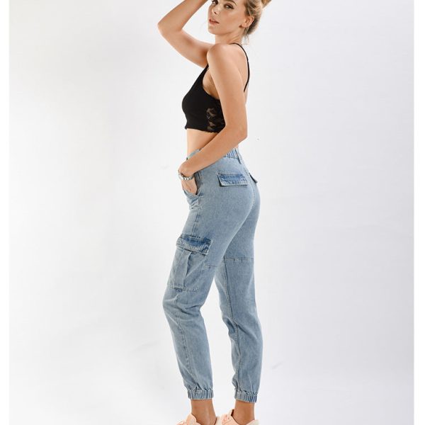 Alternative view of Women High Waist Side Pocket Pants Spring Autumn Denim Boyfriend Jeans
