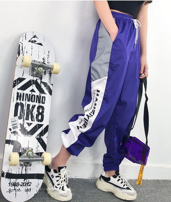 Autumn Harajuku BF Loose Sport Reflective Pants Women Hip Hop High Waist streetwear Cargo Pants Loose Joggers Women - Hplify