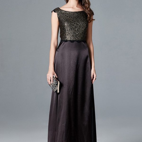 Alternative view of Women's Scoop Neckline Embroidery Lace Bodice Sexy Split Pathwork Party Prom Fashion Floor Length Runway Dresses