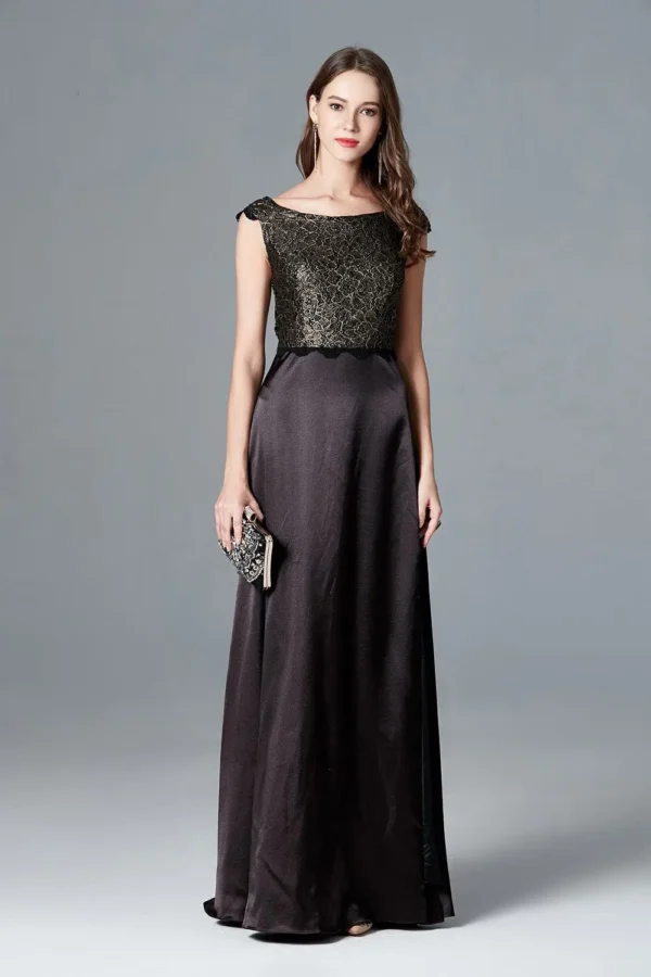 Alternative view of Women's Scoop Neckline Embroidery Lace Bodice Sexy Split Pathwork Party Prom Fashion Floor Length Runway Dresses