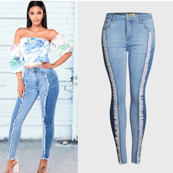 Alternative view of Women Patchwork Jeans Ladies Skinny Jeans WomanSlim Pencil Pants Trousers Pantalon