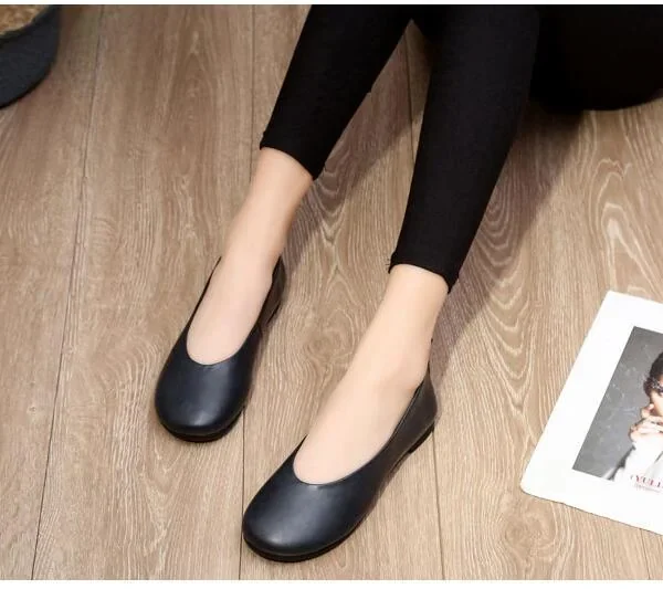 Alternative view of Women Real Leather Shoes Moccasins Mother Loafers Soft Flats Casual Female Driving Ballet Footwear Comfortable grandma shoes