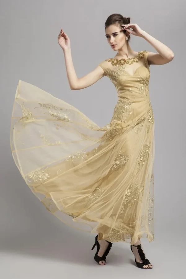 Alternative view of Women's Scoop Neckline Embroidery Sequined A Line Long Prom Party Designer Dresses