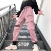 Autumn Streetwear women's pants embroidery Casual Cargo Pants Women Joggers Solid Big Pocket Pants High Waist Loose Female Pants - Hplify