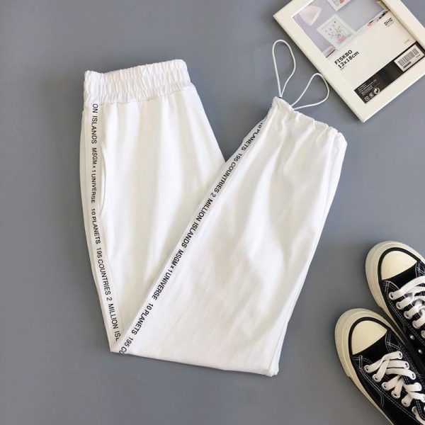 Autumn Hip Hop Black Casual Harem Pants Spring Unisex Sport BF Harajuku Pants Joggers Ribbon Women's Sports Pants - Hplify