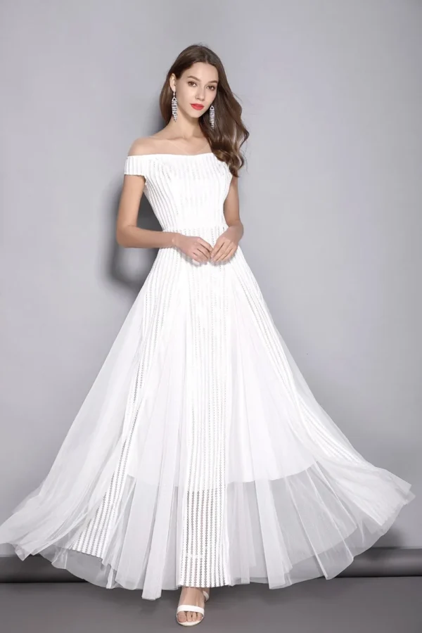 Alternative view of Women's V Neck Short Sleeves Hollow Out Party Prom Elegant Patchwork Long Runway Dresses