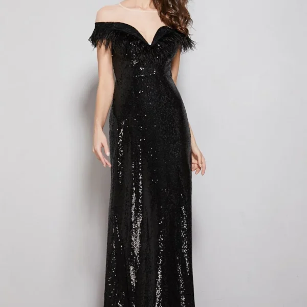 Women's Evening Party Prom O Neck Short Sleeves Feathers Tassels Sequined Patchwork Fashion Long Dresses