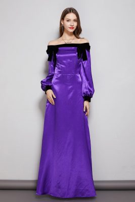 Women's Party Prom Dresses Slash Neckline Long Sleeves Bow Detailing Elegant Maxi Designer Fashion Dresses