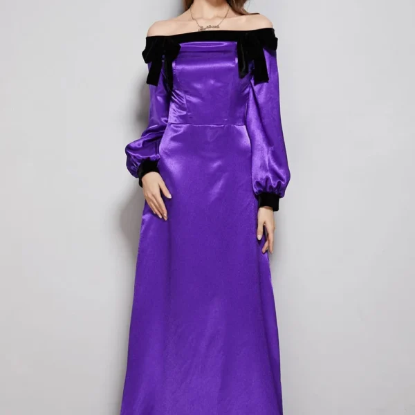 Women's Party Prom Dresses Slash Neckline Long Sleeves Bow Detailing Elegant Maxi Designer Fashion Dresses