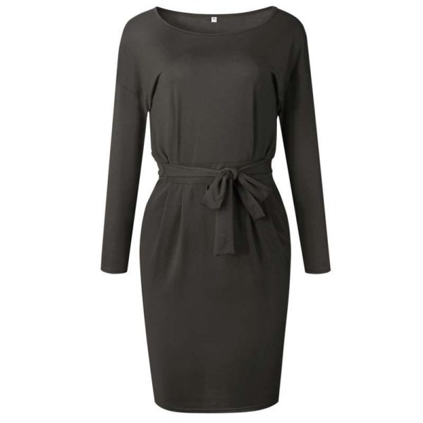 2020 Autumn Midi Party Dress Women Loose Plus Size Dress Female Sexy Casual Knee Length Long Sleeve Dress Ladies With Blet - Hplify