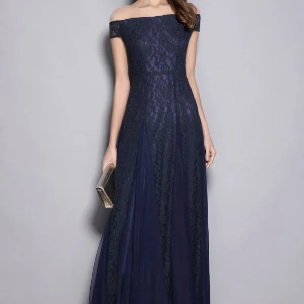 Women's V Neck Short Sleeves Embroidery Lace Elegant Party Prom Sexy Mesh Laid Over Elegant Long Runway Dresses