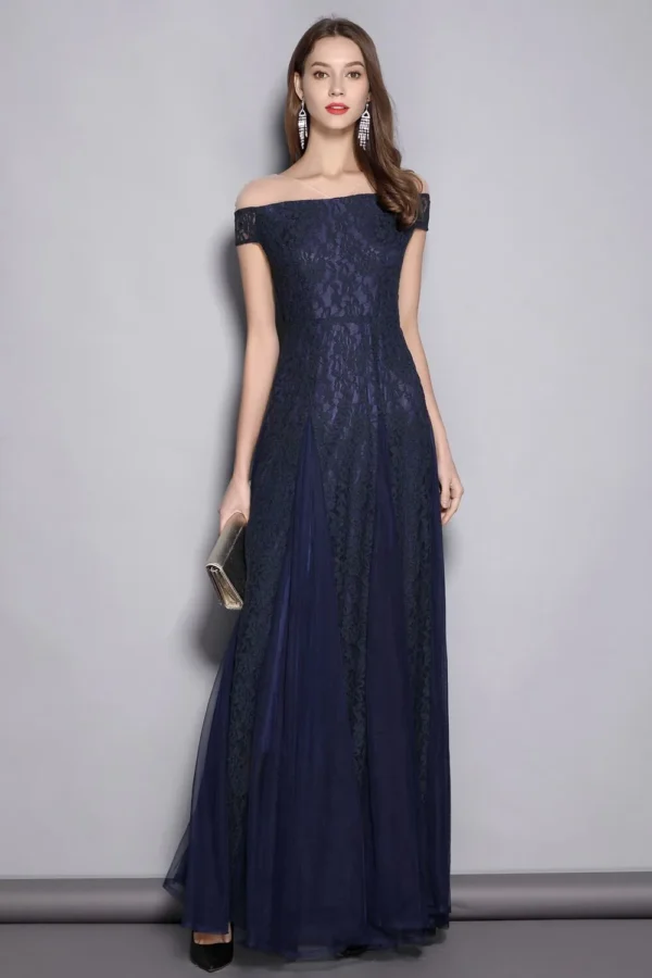 Women's V Neck Short Sleeves Embroidery Lace Elegant Party Prom Sexy Mesh Laid Over Elegant Long Runway Dresses