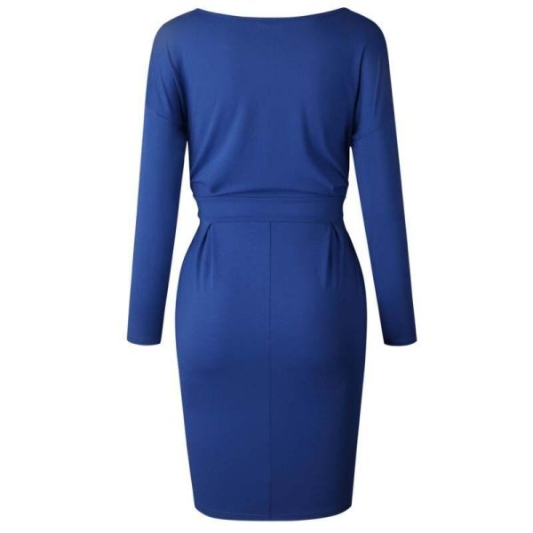 2020 Autumn Midi Party Dress Women Loose Plus Size Dress Female Sexy Casual Knee Length Long Sleeve Dress Ladies With Blet - Hplify
