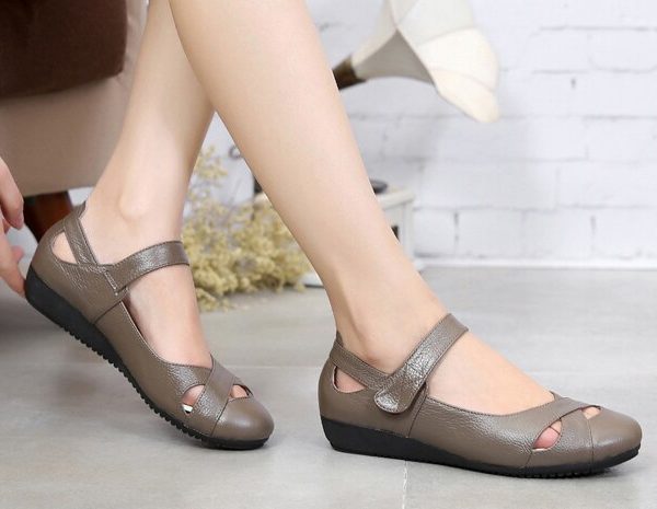 Alternative view of Breathable Genuine Leather Sandals Women Soft Comfort Flats Mary Janes