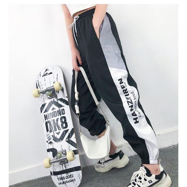 Autumn Harajuku BF Loose Sport Reflective Pants Women Hip Hop High Waist streetwear Cargo Pants Loose Joggers Women - Hplify