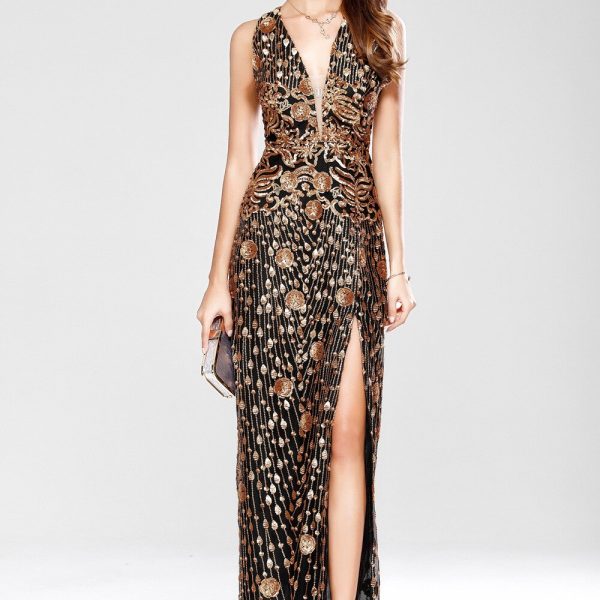 Women's Sexy Low V Neck Sleeveless Cross Open Back Embroidery Sequined Prom Party Dresses Long Runway Dresses