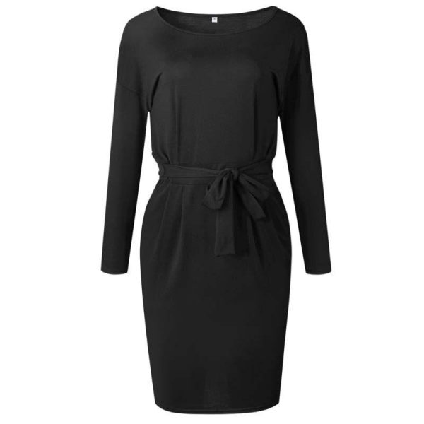 2020 Autumn Midi Party Dress Women Loose Plus Size Dress Female Sexy Casual Knee Length Long Sleeve Dress Ladies With Blet - Hplify