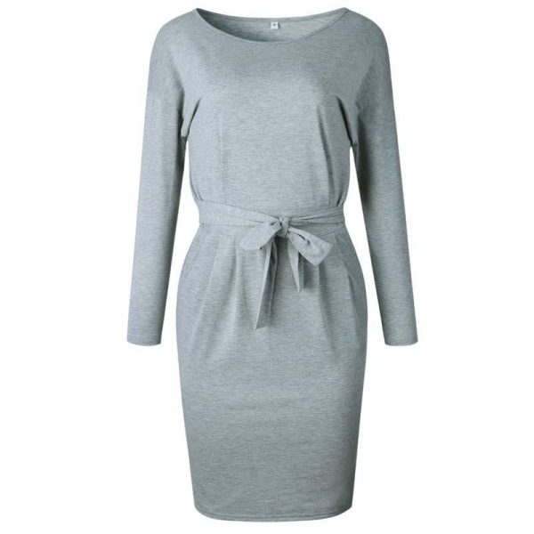 2020 Autumn Midi Party Dress Women Loose Plus Size Dress Female Sexy Casual Knee Length Long Sleeve Dress Ladies With Blet - Hplify