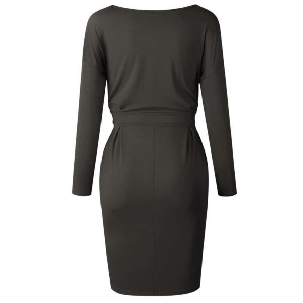 2020 Autumn Midi Party Dress Women Loose Plus Size Dress Female Sexy Casual Knee Length Long Sleeve Dress Ladies With Blet - Hplify