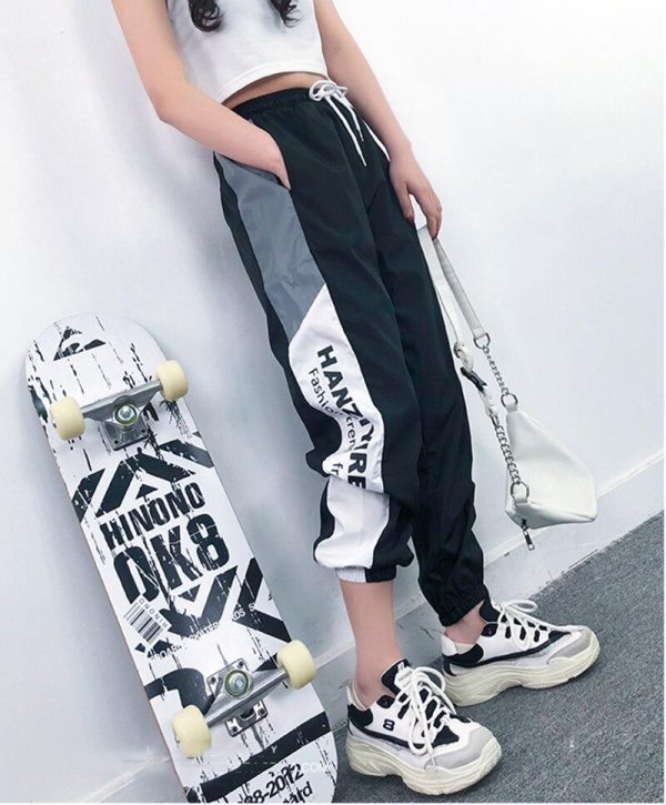 Autumn Harajuku BF Loose Sport Reflective Pants Women Hip Hop High Waist streetwear Cargo Pants Loose Joggers Women - Hplify