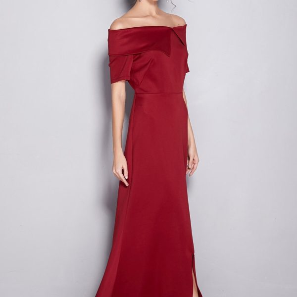 Alternative view of Women's Runway Dresses Slash Neckline Short Sleeves Party Prom Sexy Split Chapel Train Long Red Dresses