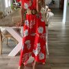 The Best Women V-neck Boho Floral Belted Maxi Dress Summer Ladies Casual Short Sleeve Party Beach Sundress Holiday Clothing Online - Hplify