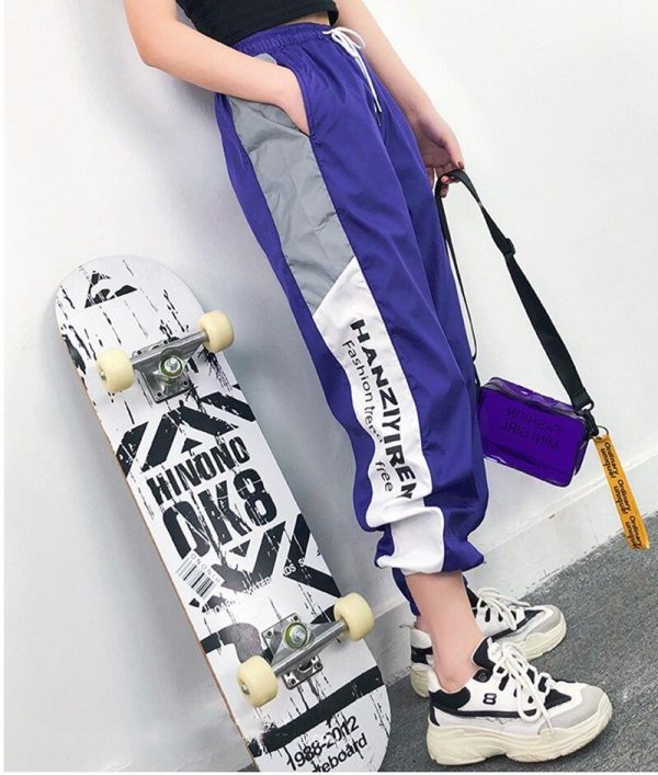 Autumn Harajuku BF Loose Sport Reflective Pants Women Hip Hop High Waist streetwear Cargo Pants Loose Joggers Women - Hplify
