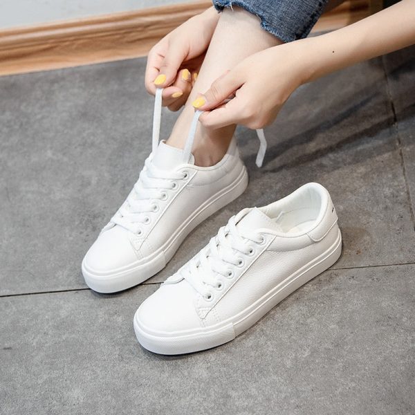 Alternative view of Woman Shoes New Fashion Woman Casual High Platform Leather Women Casual White Shoes Breathable Sneakers Women's Vulcanize Shoes