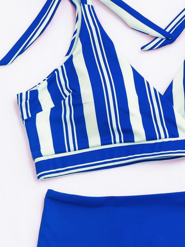 High Waist Bikinis Swimsuits 2021 Swimwear Women Top Wrap Biquini Beachwear Strap Bow Bathing Suits Striped Bikini Set - Hplify