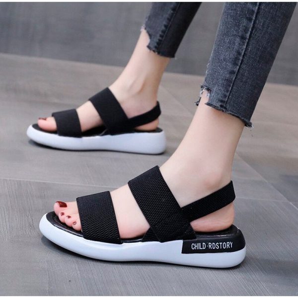 Alternative view of Women Sandals Stretch Fabric Solid Slip-on Causal Wedges Sandals Female Outdoor Comfort Platform Shoes Ladies Summer