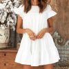 Women Casual Ruffle O Neck Short Sleeve Dress - Hplify