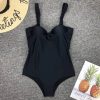Push Up One Piece Swimsuit Women Swimwear Solid Black Bodysuit Bathers 2021 New Bathing Suits Sexy Summer Beach Wear - Hplify