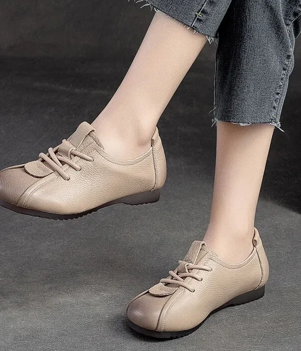 Alternative view of Handmade Women Flat Shoes Genuine Leather Casual Oxford Shoes For Women Flats Spring Round Toe Retro Ladies Shoes