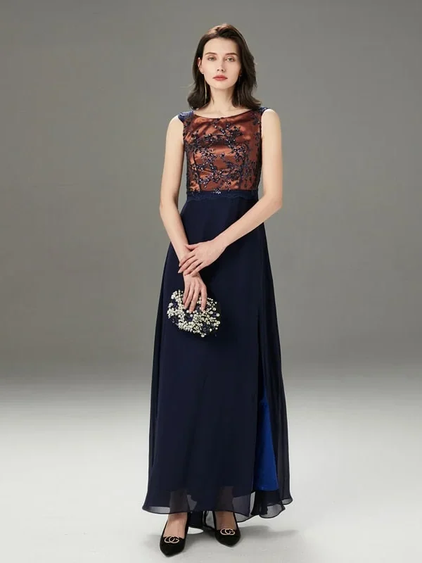 Alternative view of Women's Runway Dresses O Neck Sleeveless Sequined Beaded Bodice Sexy Split Fashion Elegant Long Party Prom