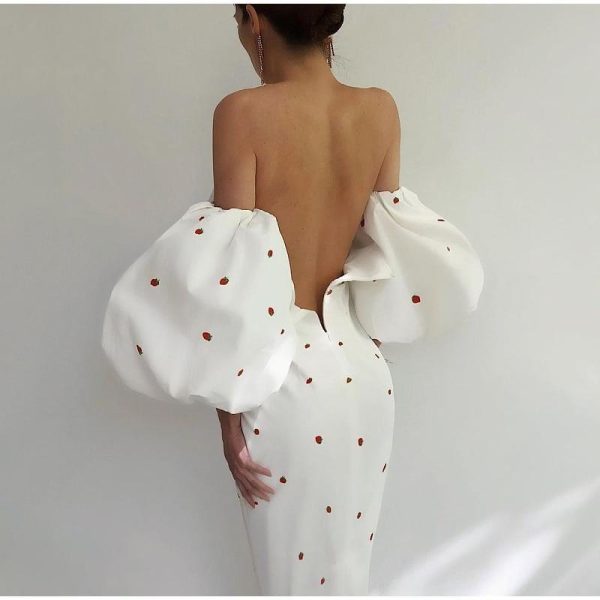 Polka Dot High Waist Midi Dresses Women V-Neck Sweet Long Puff Sleeve Elegant Dress Female 2021 Christmas Lady Party Vestidos - Hplify