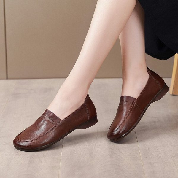 Retro Women Shoes Genuine Leather Loafers Women Casual Shoes Soft Comfortable Shoes Women Flats