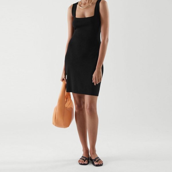 Alternative view of Square Neck Sleeveless Mini Black Dress Women Summer Tight Simplicity Party Club Ladies Sling Dress  Arrival