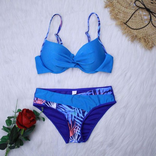 2021 New Sexy Push Up Bikinis Set Swimwear Women Swimsuits Bathing Suit Women Halter biquini Leaf Print Beach Wear Bikini - Hplify
