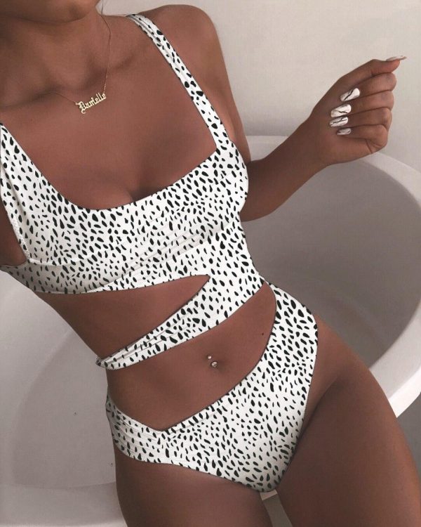 2021 Cut Out One Piece Swimsuit Female Sexy Push Up Monokini White High Cut Swimwear Women Beachwear New Bathing Suits - Hplify