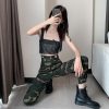 Women Suspenders Military Camouflage Pants Ladies Army High Waist Sweatpants Loose Camo Pants Trousers Hip Pop Street Joggers - Hplify