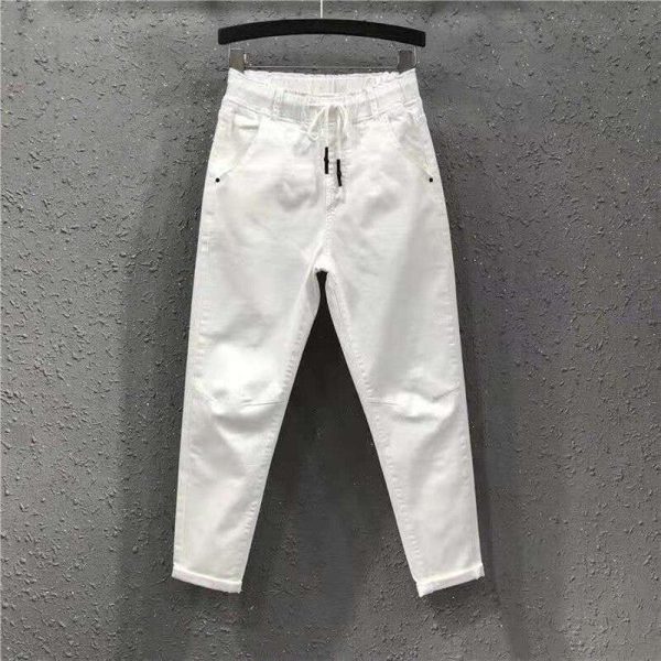 Nine points trousers jeans spring autumn Loose Joggers wide leg sweatpants women loose high waist carrot pants harem pants - Hplify