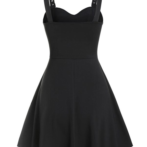 Alternative view of Sexy Lace Up Buckle Strap A Line Dress Gothic Harajuku Vintage Summer Sleeveless Party Dress Women Plus Size Casual Dress