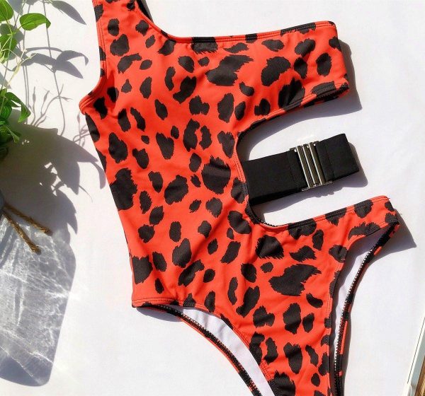 Leopard Swimwear Women Swimsuits Cut Out Monokini 2021 One Piece Bathing Suit Women Sexy One Shoulder Bodysuit Beach Wear - Hplify