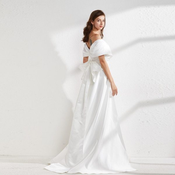 Alternative view of Women's Runway Dresses Sexy V Neck Cape Sleeves Back Bow Elegant Chapel Train Long Evening Prom Gown