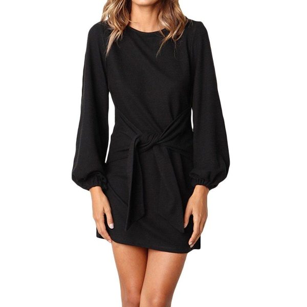 @ Women's Bandage Dress Long Sleeve Casual Round Neck Solid Color Dress Solid Color Sexy Dress Bodycon Dress Autumn Dresses - Hplify