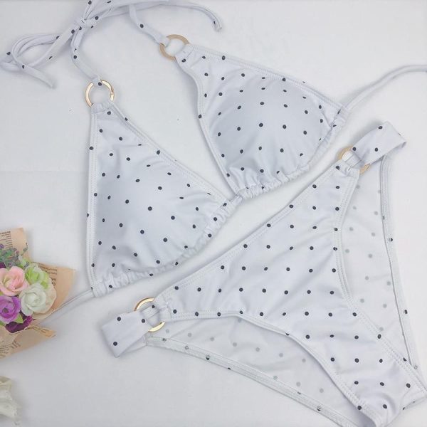Sexy Swimwear 2021 New White Swimming Suit For Women Dot Polka Beach Wear Swimsuit Padded Push-up Bikini Set - Hplify
